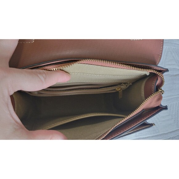 Structured Satchel Crossbody Bag Brown Faux/Vegan Leather - Picture 3 of 9